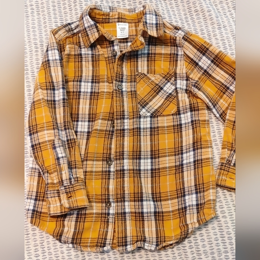 Makers Market Yellow Plaid Button Down Shirt